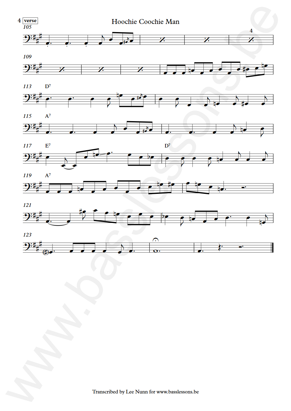 The Allman Brothers Band Hoochie Coochie Man Berry Oakley Bass Transcription part 4