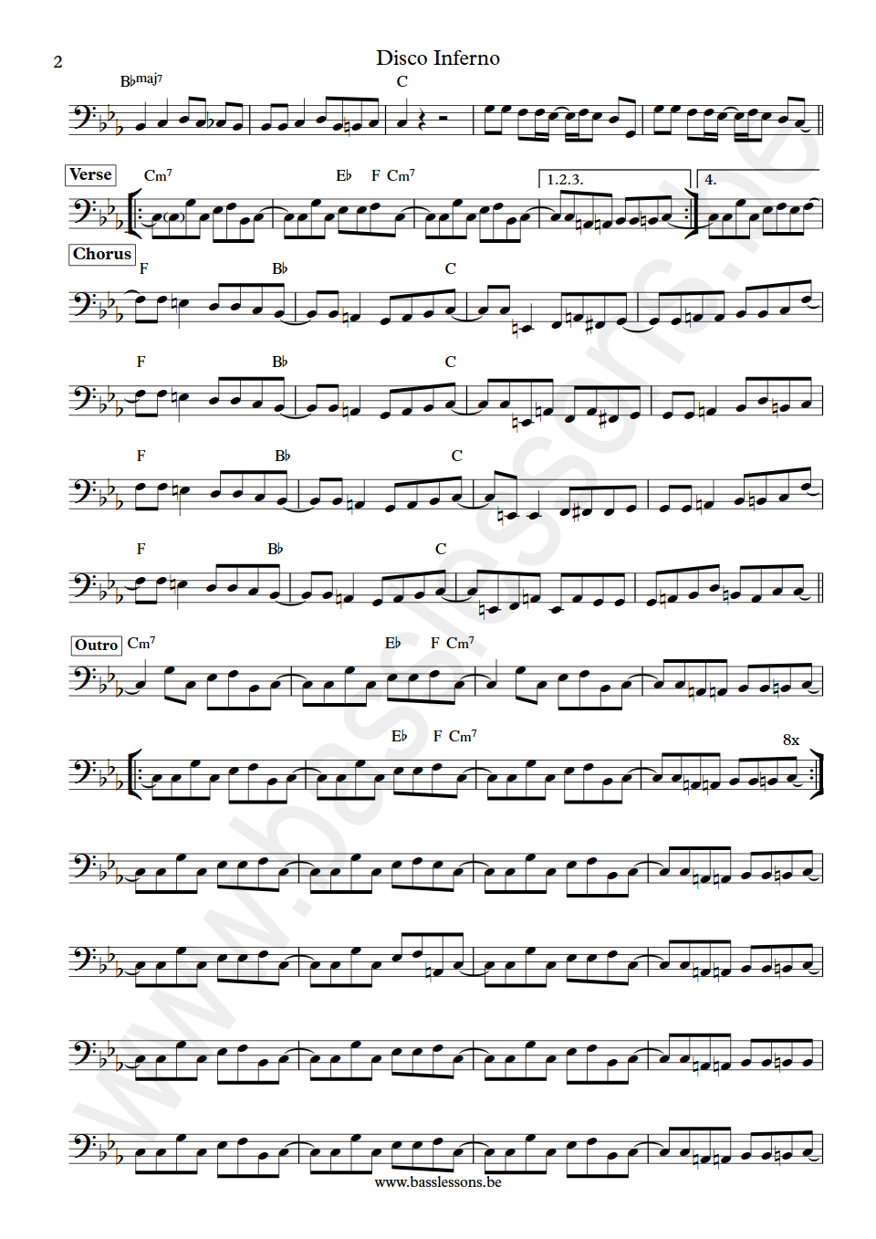 The Tramps Disco Inferno Ronnie Baker Bass Transcription part 2