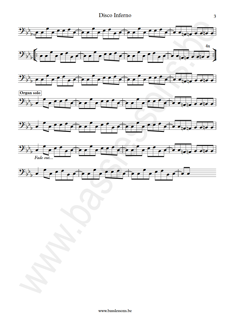 The Tramps Disco Inferno Ronnie Baker Bass Transcription part 3