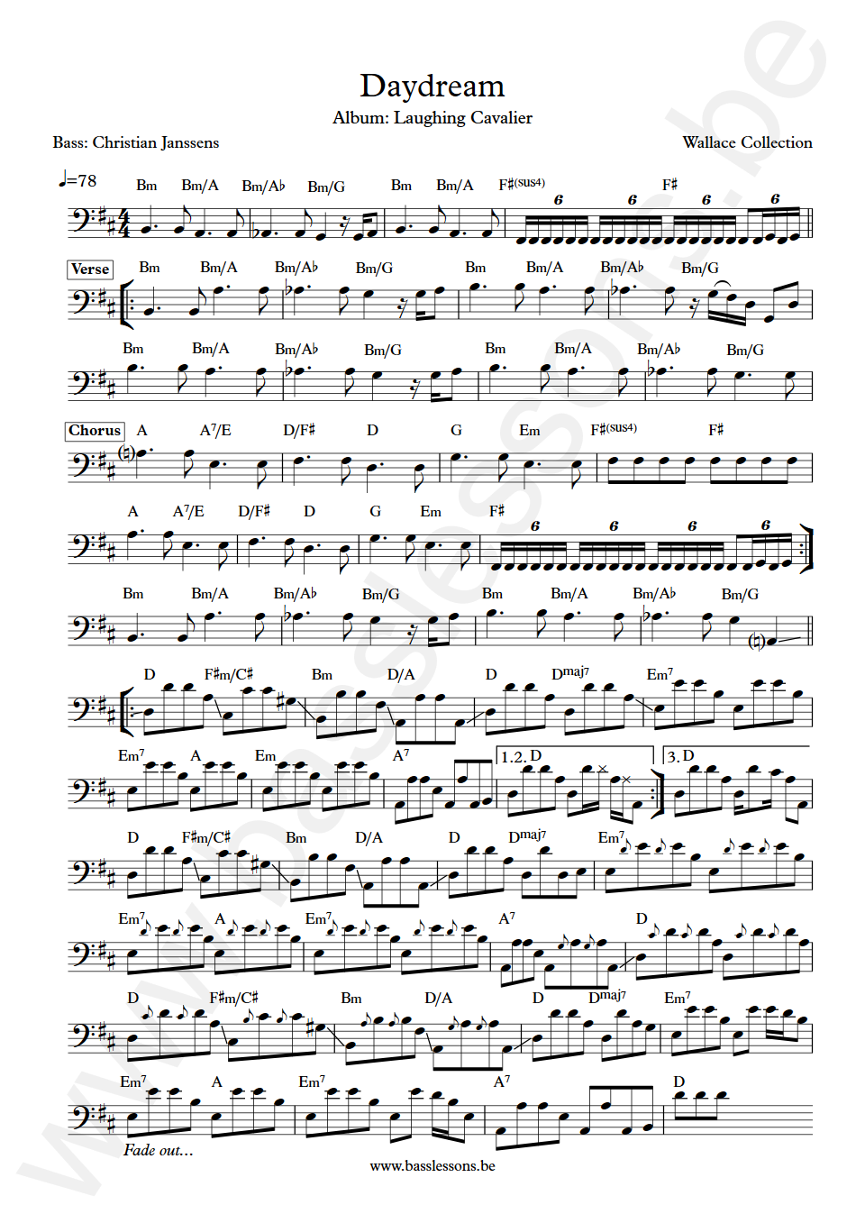 Wallace Collection Daydream Christian Janssens Bass Transcription