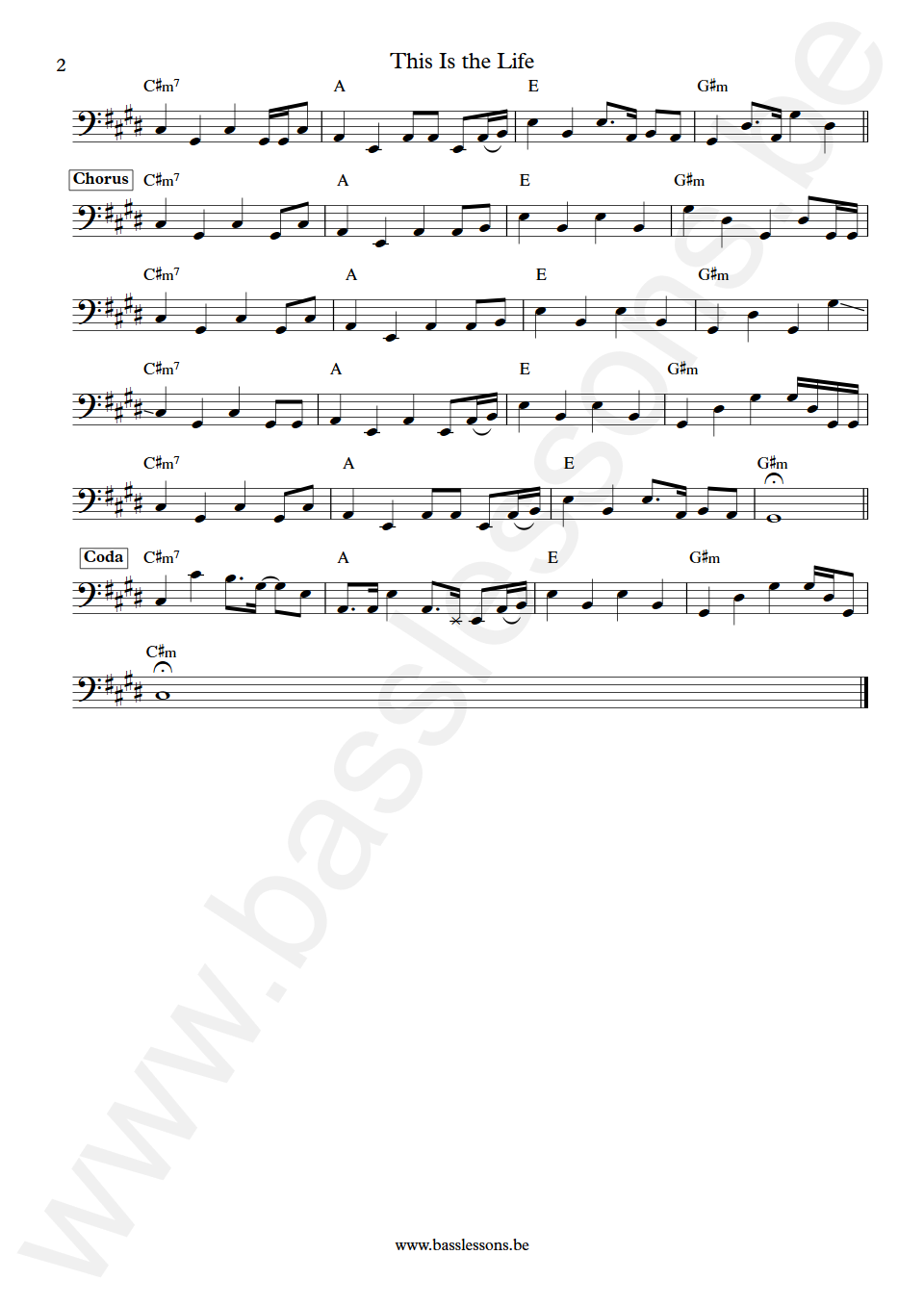 Amy Macdonald This Is the Life Jamie Sefton Bass Transcription part 2