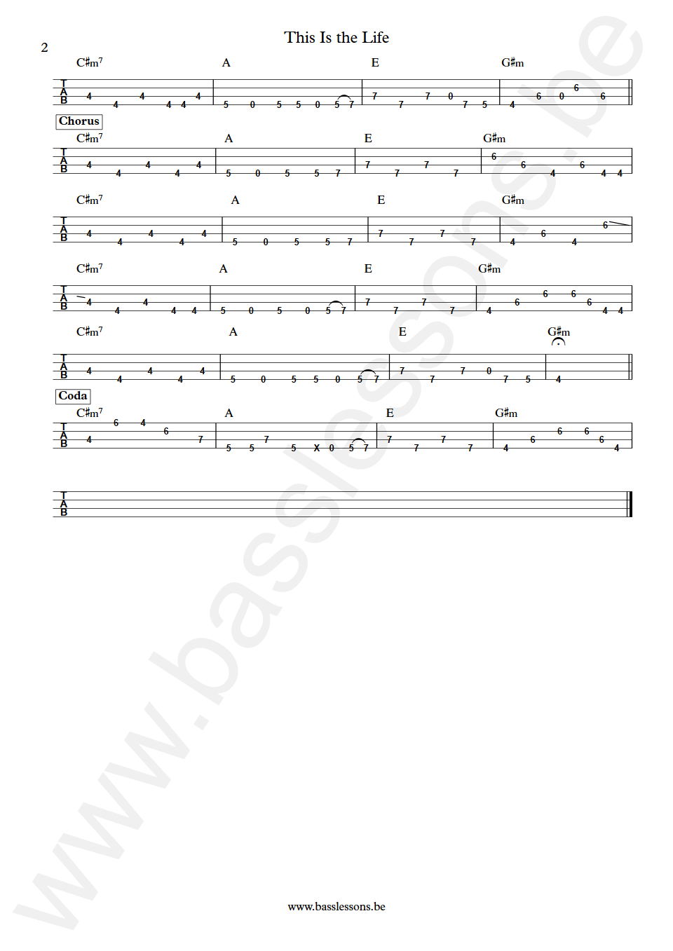 Amy Macdonald This Is the Life Jamie Sefton Bass Tab part 2