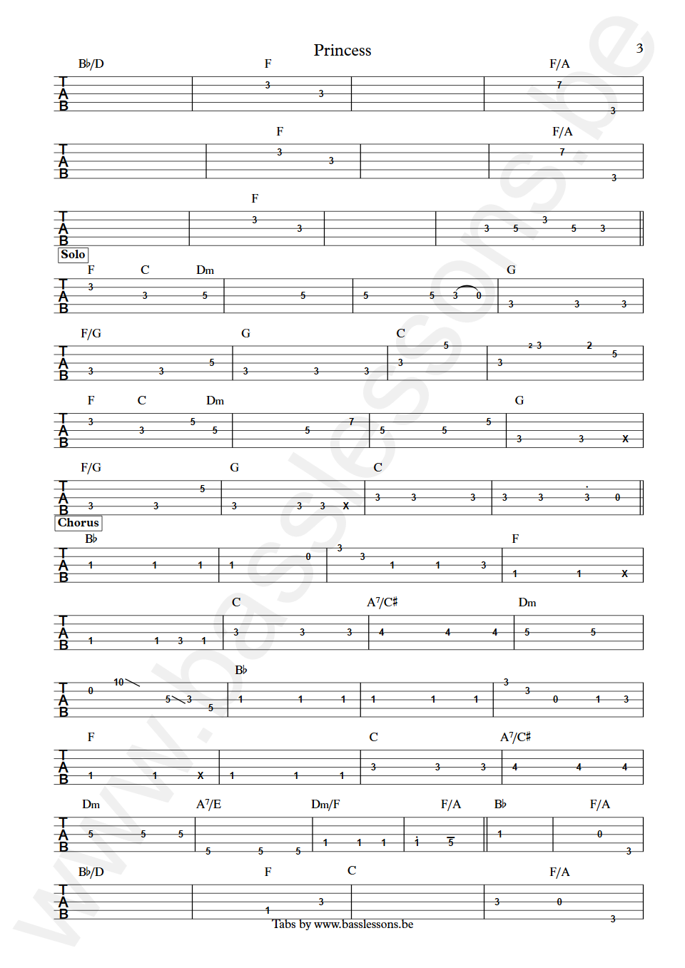 Elton John Princess Dee Murray Bass Tab part 3