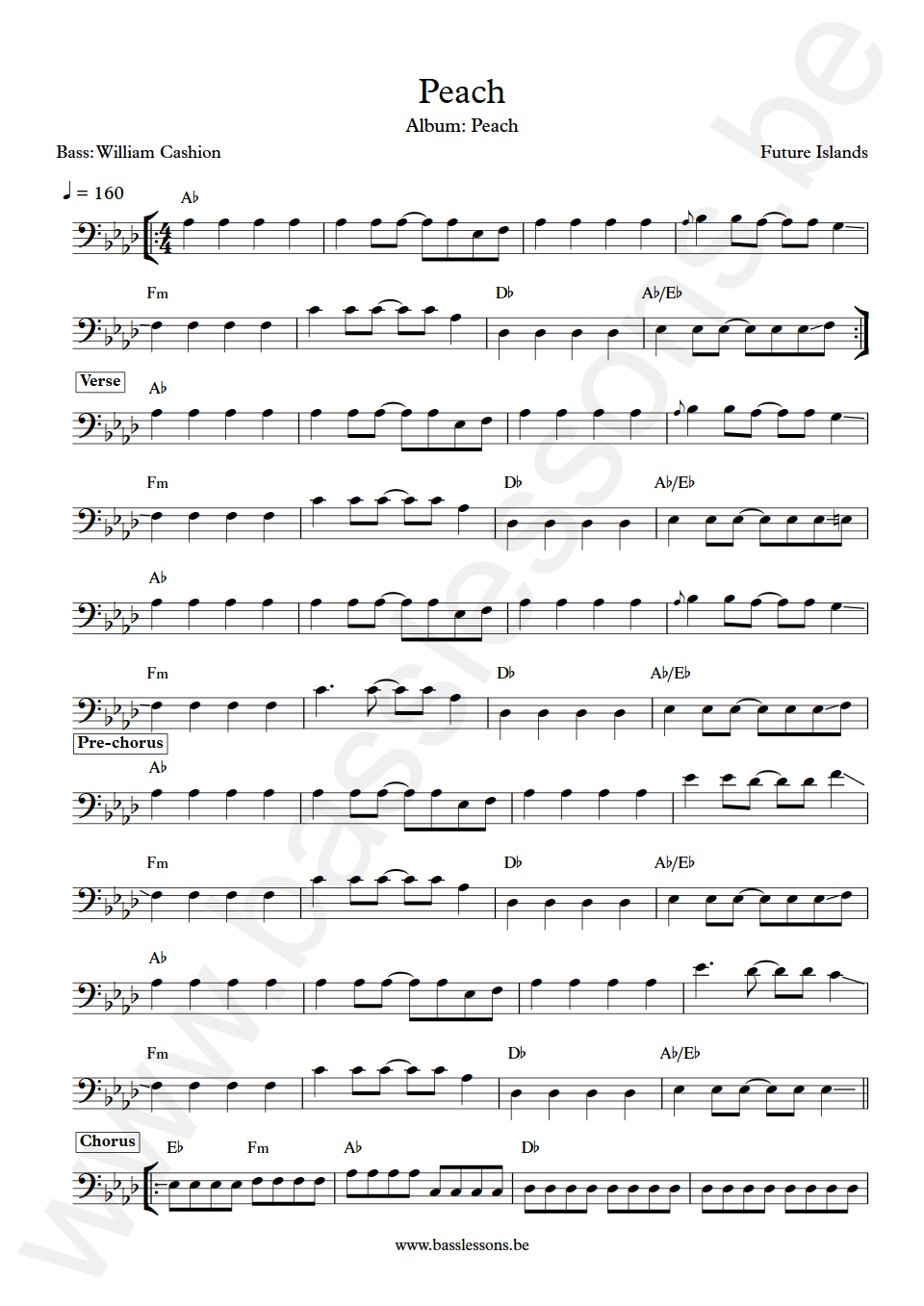 Future Islands Peach William Cashion Bass Transcription