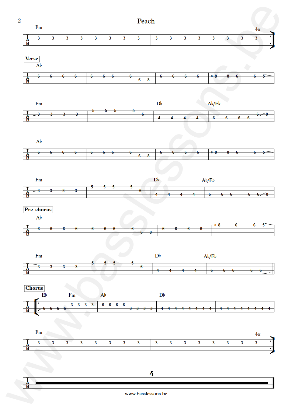 Future Islands Peach William Cashion Bass Tab part 2