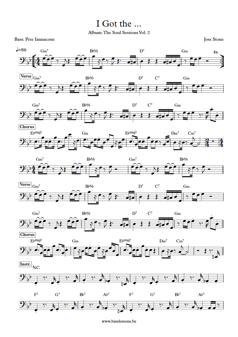 Joss Stone I got the... : Pete Iannacone Bass Transcription