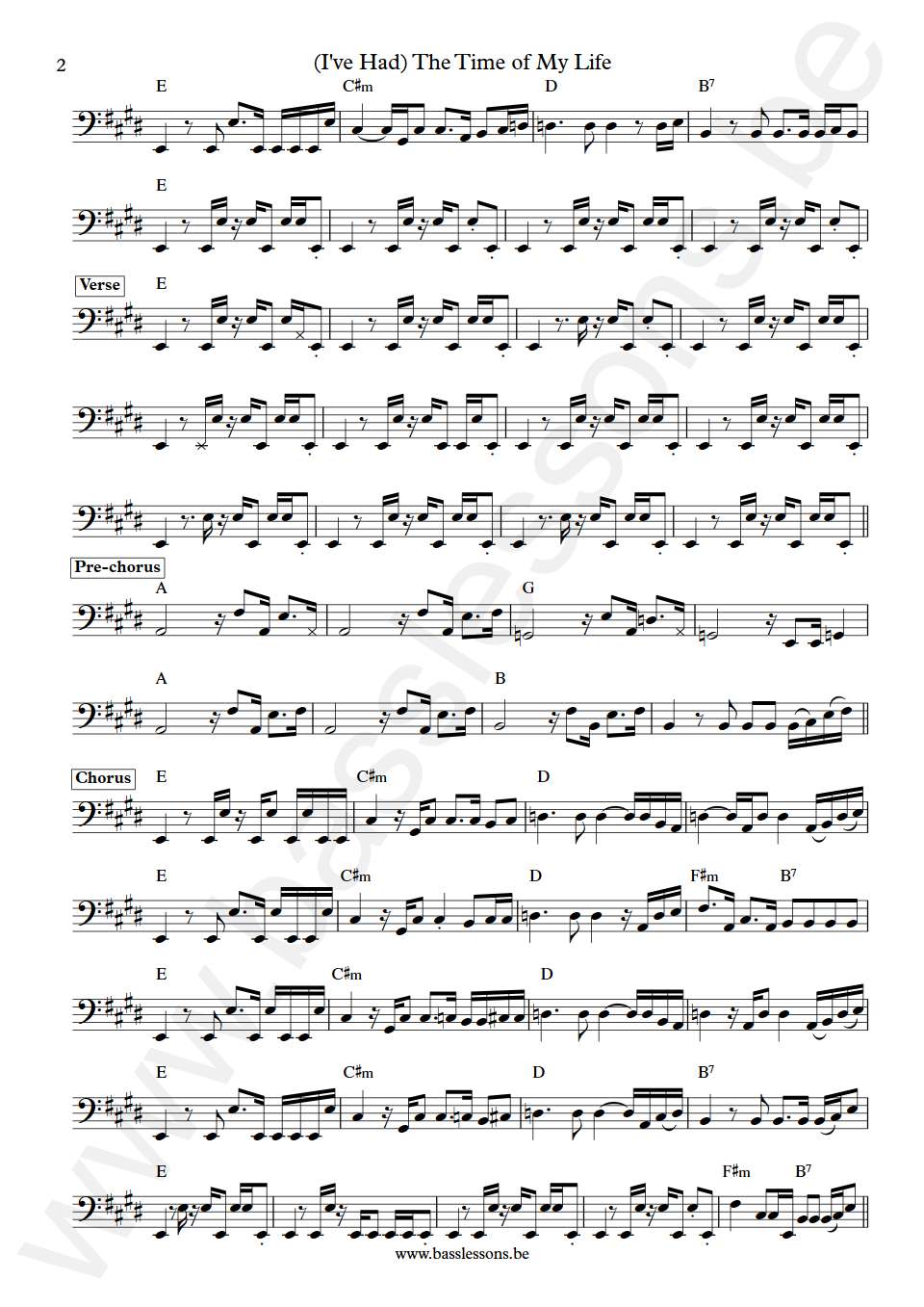 Bill Medley & Jennifer Warnes (I've Had) The Time of My Life Dennis Belfield Bass Transcription Part 2