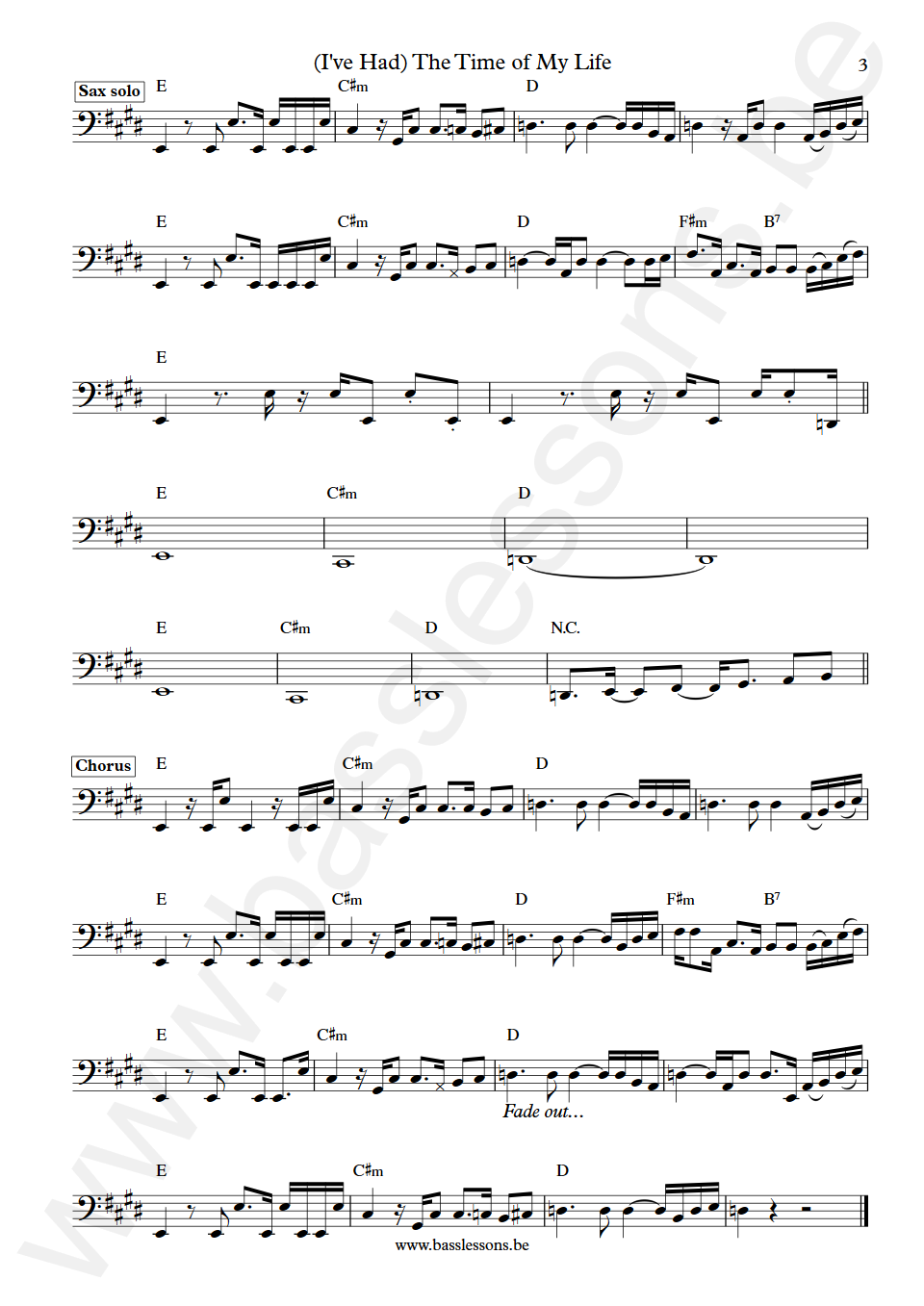 Bill Medley & Jennifer Warnes (I've Had) The Time of My Life Dennis Belfield Bass Transcription Part 3