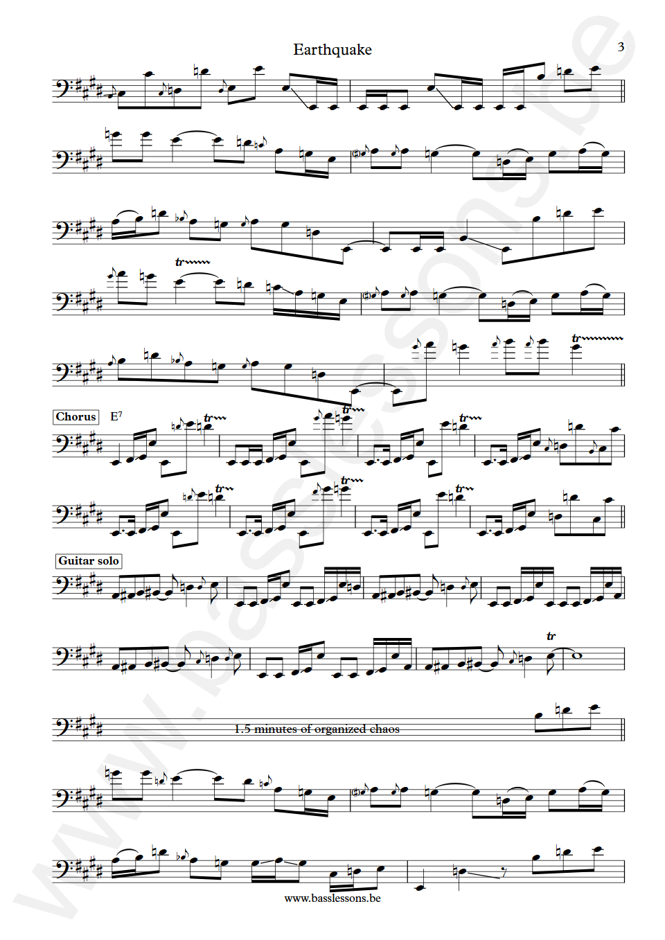 Graham Central Station Earthquake Larry Graham Bass Transcription part 3