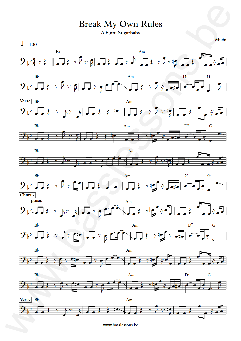 Michi Break My Own Rules Unknown Bass Transcription
