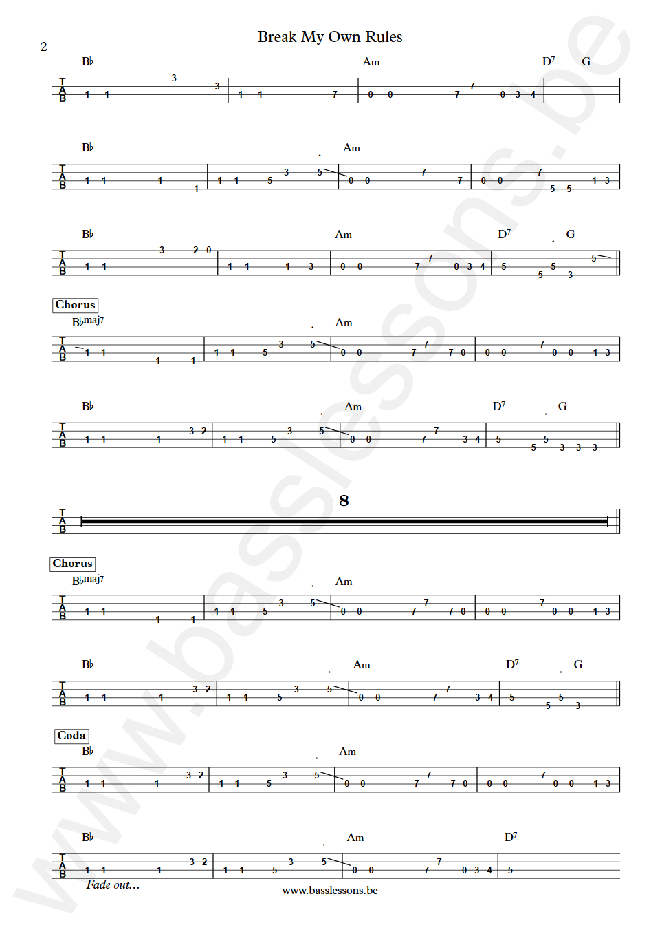 Michi Break My Own Rules  Bass Tab part 2