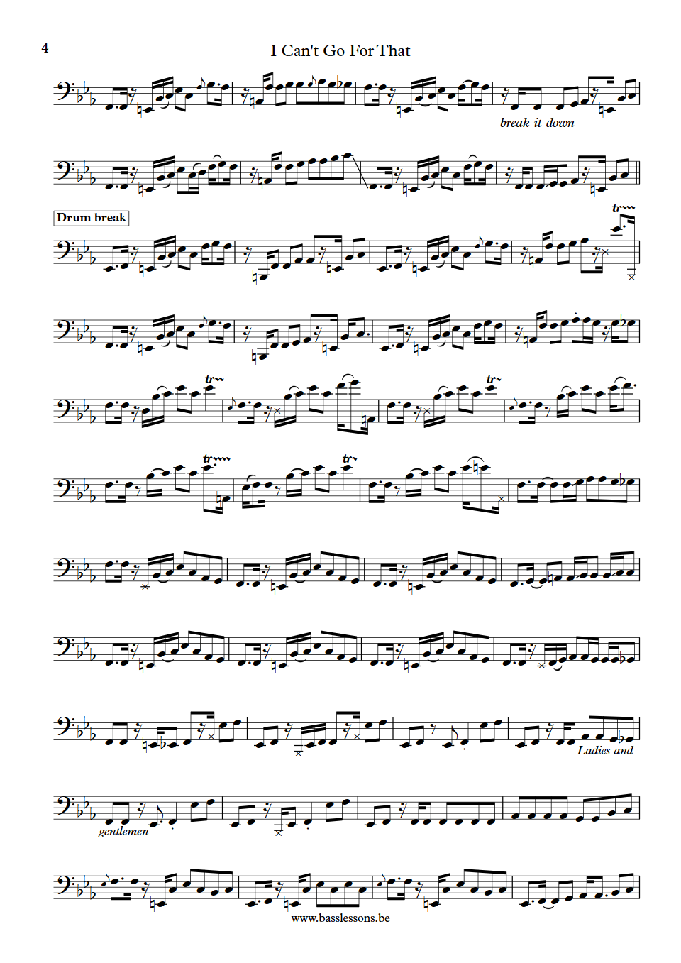 Daryl Hall  and Cee Lo Green I Can't Go For That Klyde Jones Bass Transcription part 4