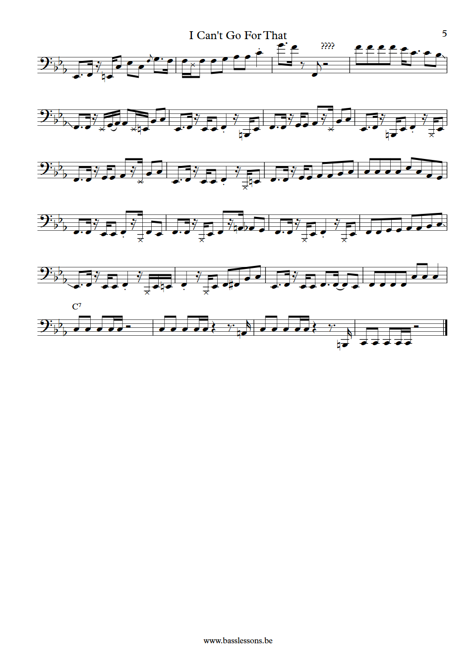Daryl Hall  and Cee Lo Green I Can't Go For That Klyde Jones Bass Transcription part 5