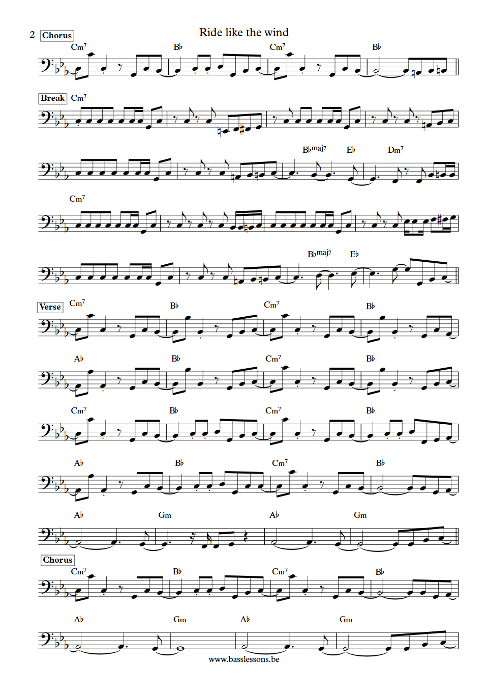 Christopher Cross Ride Like The Wind Andy Salmon Bass Transcription part 2