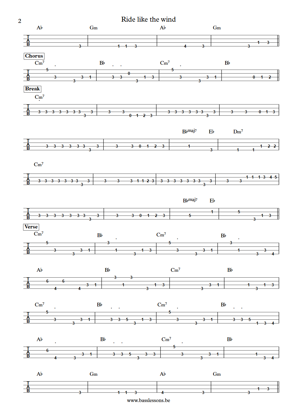 Christopher Cross Ride Like The Wind Andy Salmon Bass Tab part 2