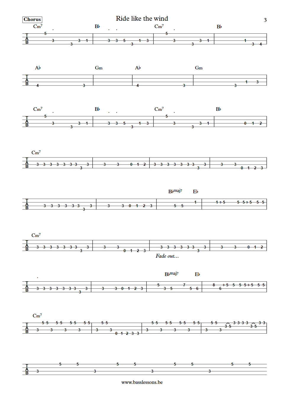 Christopher Cross Ride Like The Wind Andy Salmon Bass Tab part 3