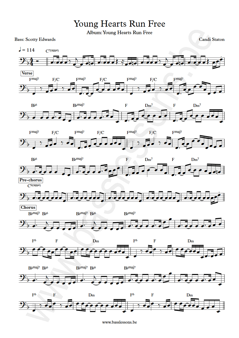 Candi Staton Young Hearts Run Free David Hood bass transcription