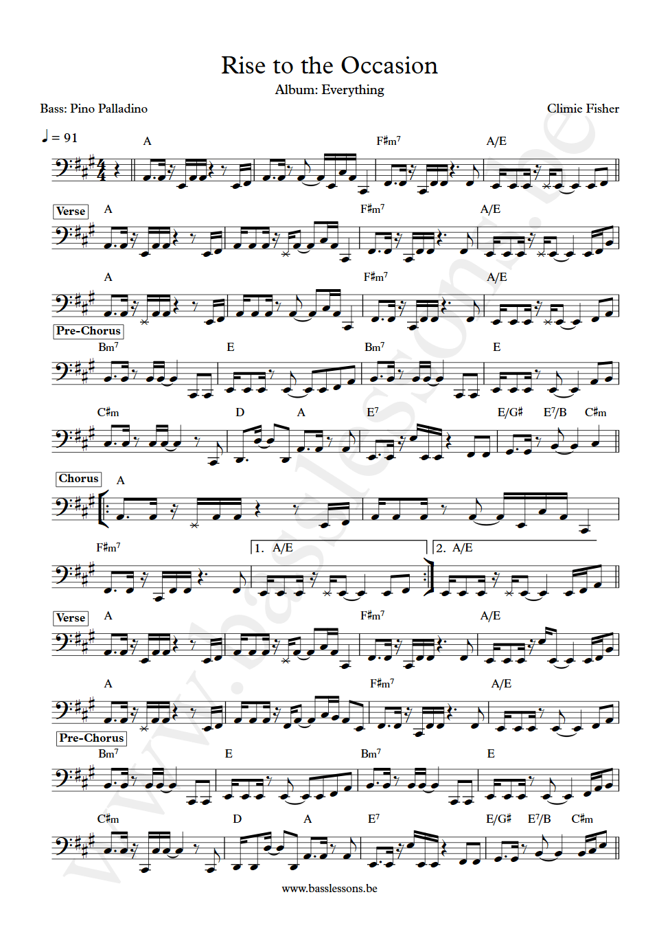 Climie Fisher Rise to the Occasion Pino Palladino Bass transcription