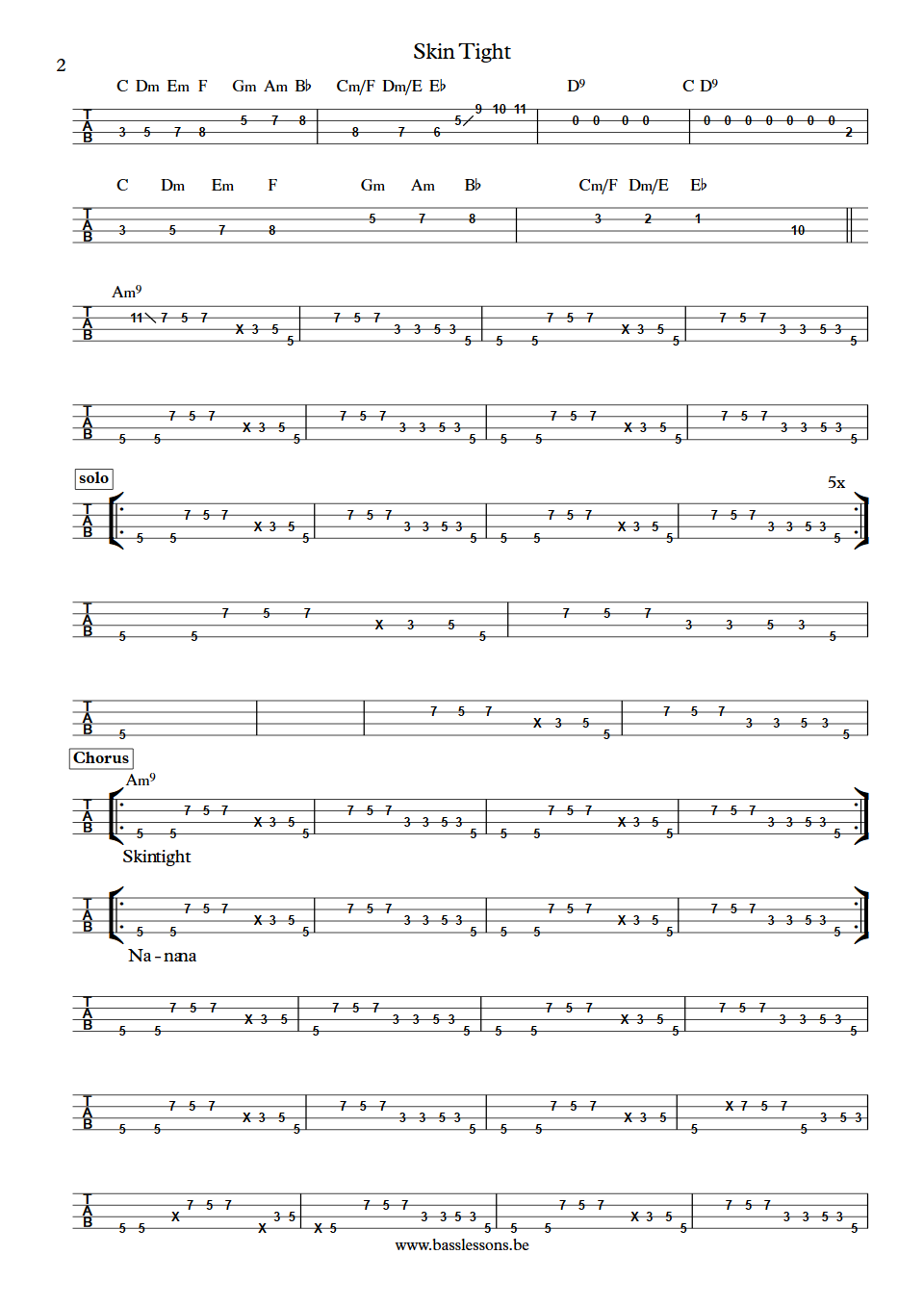 Ohio Players Skin Tight Marshall Jones bass tab part 2