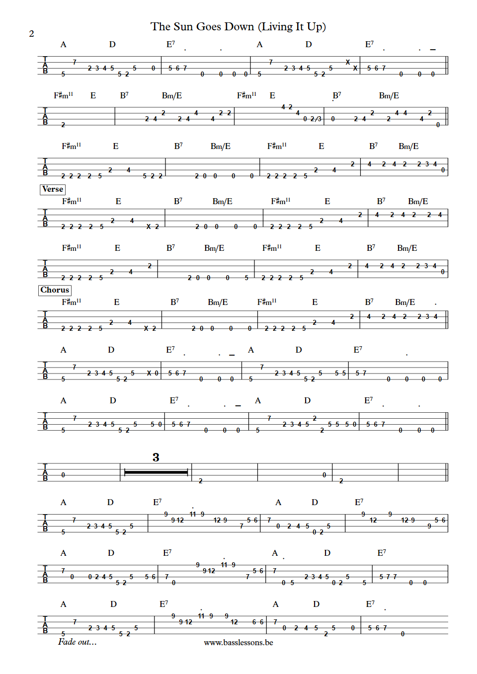 Level 42 The Sun Goes Down (Living It Up) Mark King Bass Tab part 2