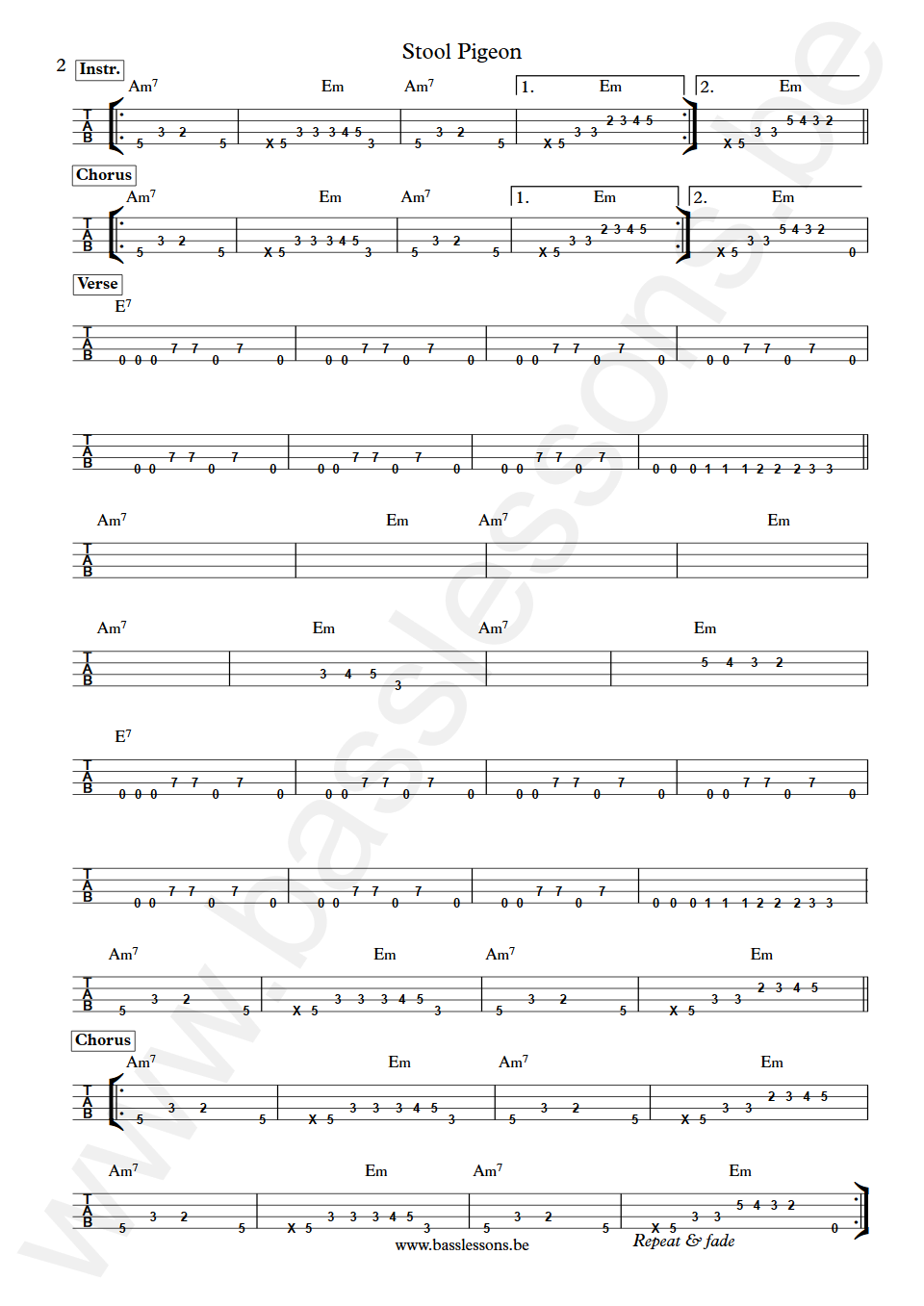 Kid Creole & The Coconuts Stool Pigeon Carol Coleman Bass Tab part 2