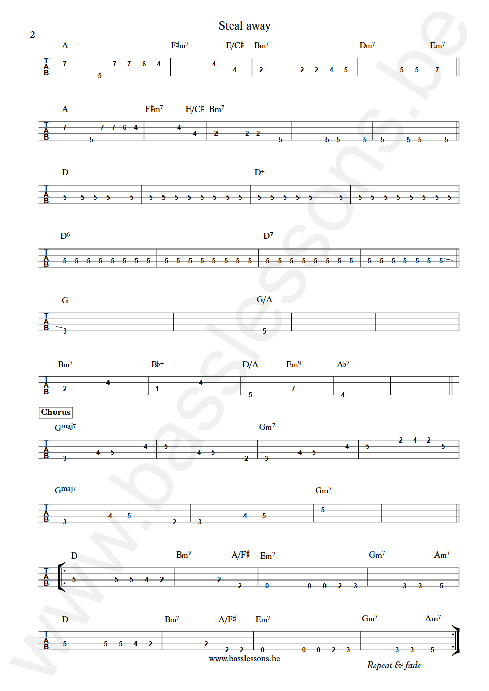 Robbie Dupree Steal Away Rick Chudacoff Bass Tab part 2