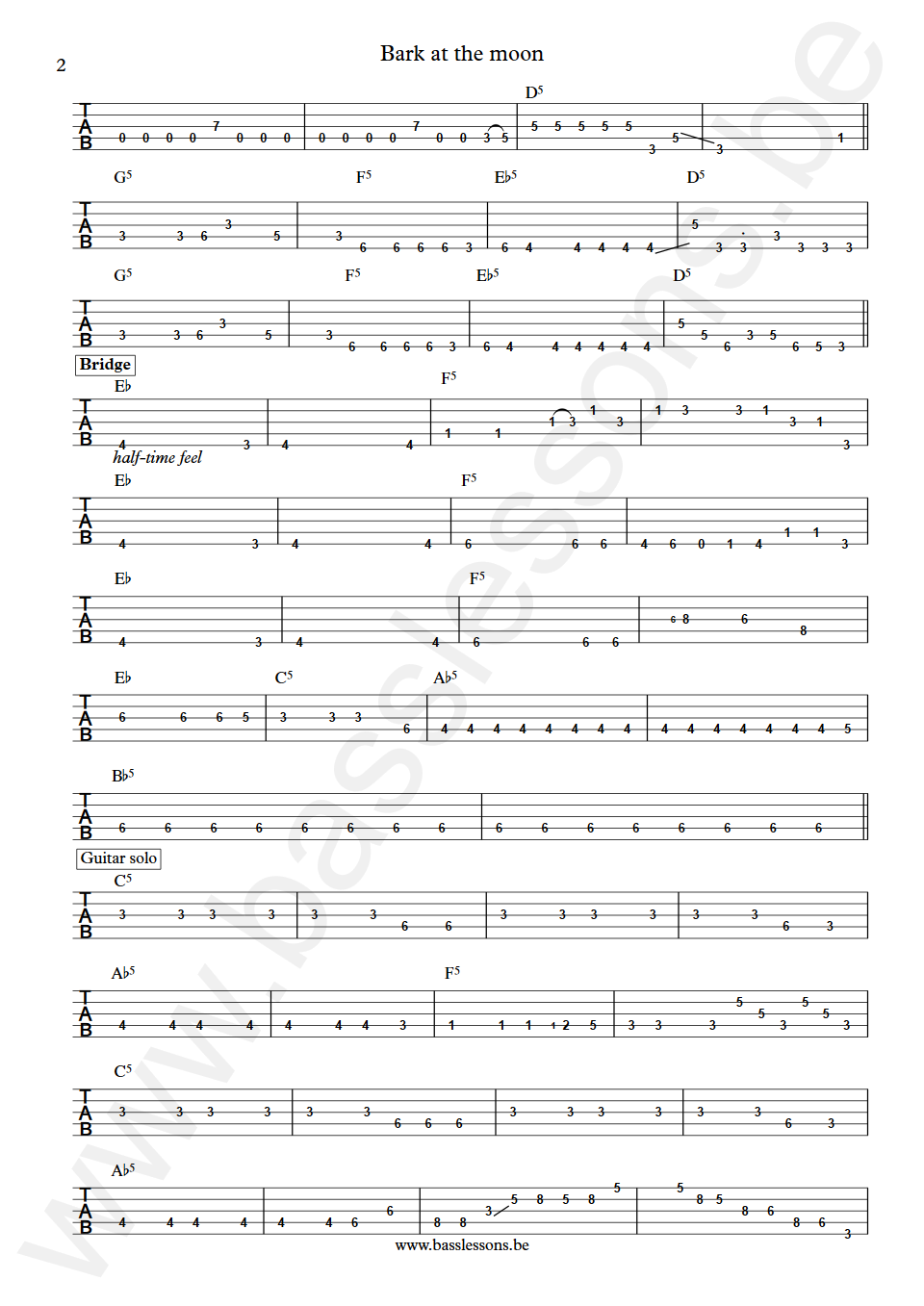 Ozzy Osbourne Bark at the Moon Robert Trujillo Bass Tab part 2