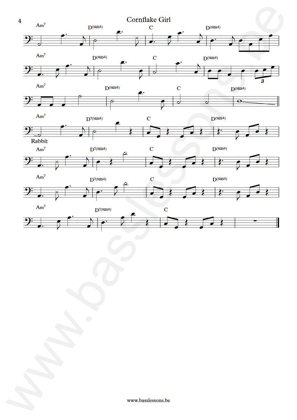 Tori Amos Cornflake Girl George Porter Jr. Bass Transcription part 4