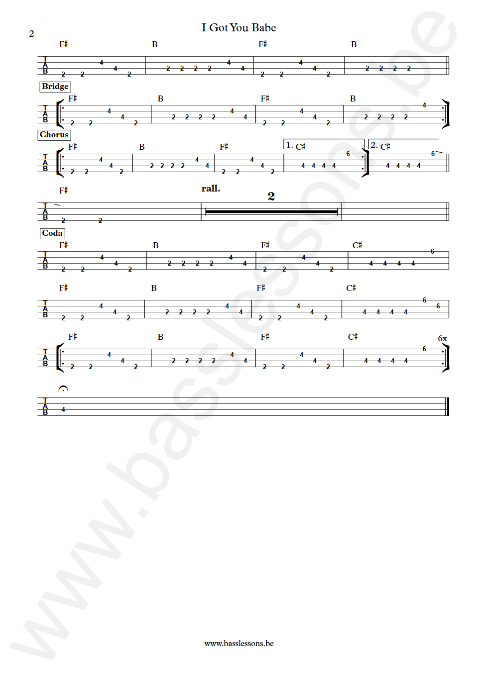 UB40 Featuring Chrissie Hynde I Got You Babe Earl Falconer Bass Tab part 2