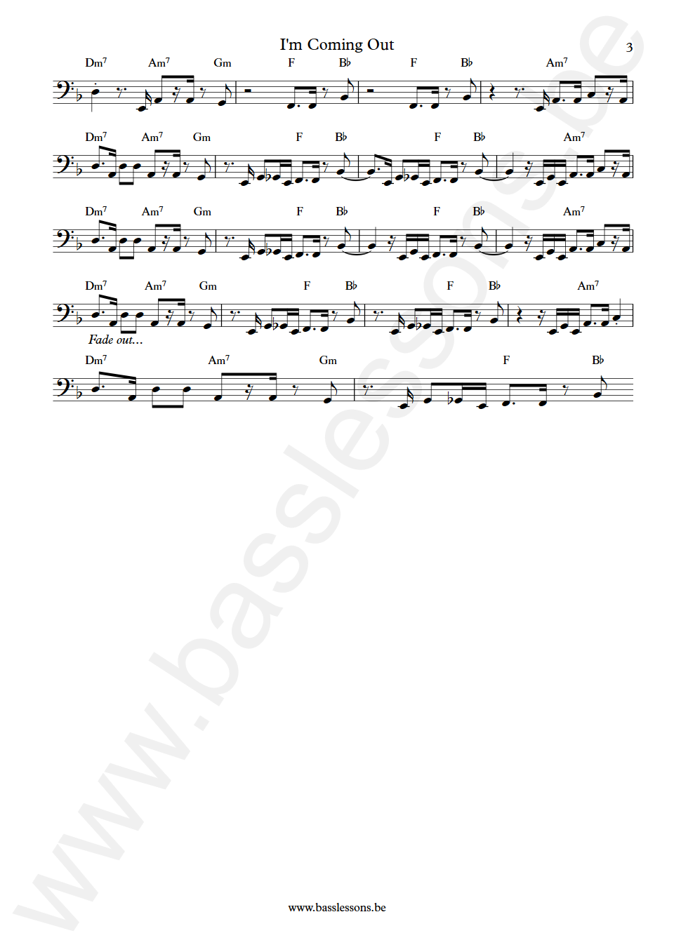Diana Ross I'm Coming Out Bernard Edwards Bass Transcription part 3
