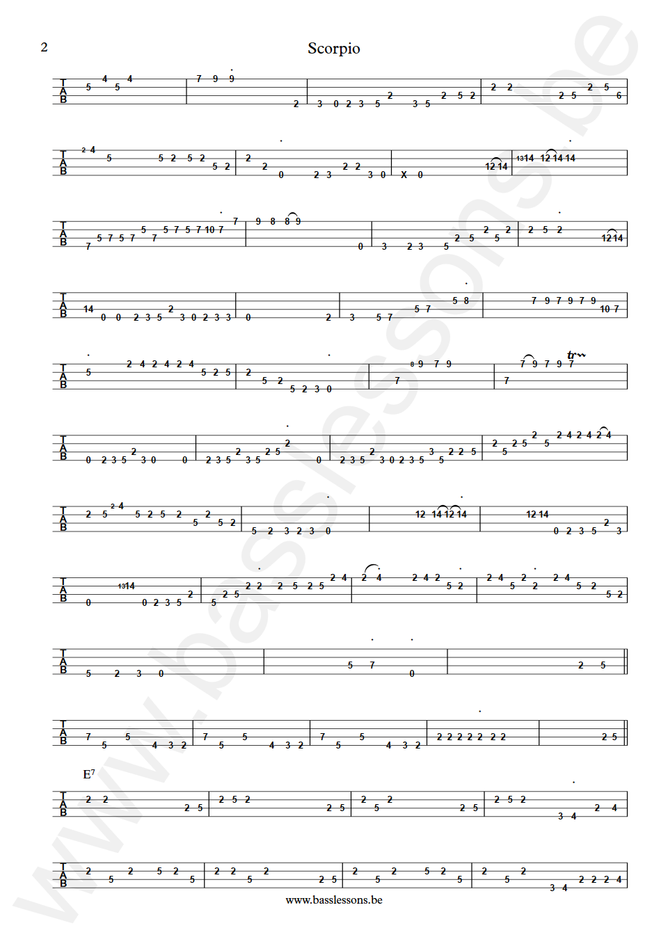 Dennis Coffey and The Detroit Guitar Band Scorpio Bob Babbitt Bass Tab part 2