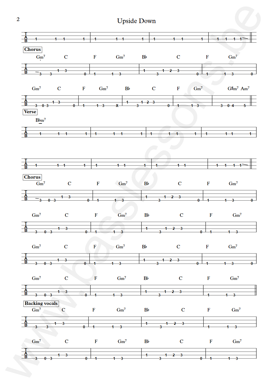 Diana Ross Upside Down Bernard Edwards Bass Tab part 2