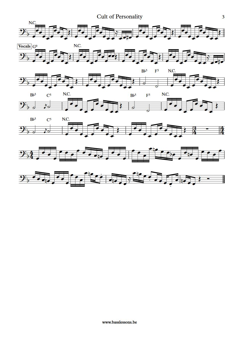 Living Colour Cult of Personality Muzz Skillings bass transcription part 3