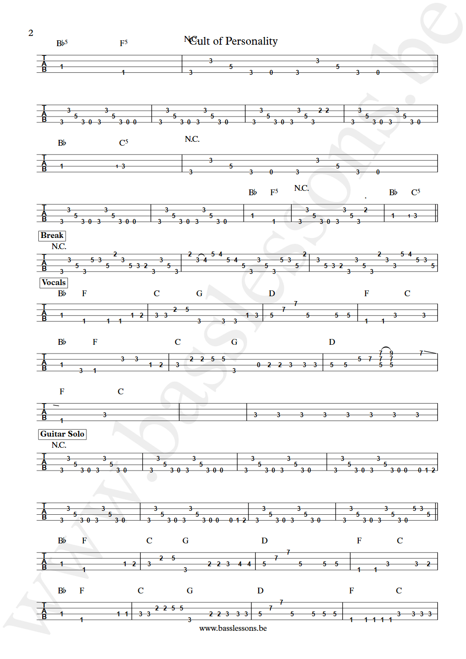 Living Colour Cult of Personality Muzz Skillings bass tab part 2