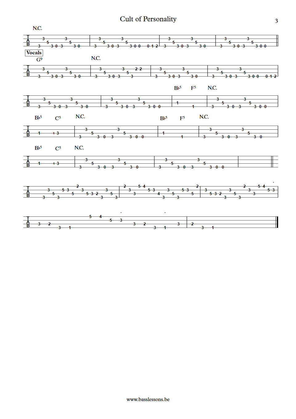 Living Colour Cult of Personality Muzz Skillings bass tab part 3