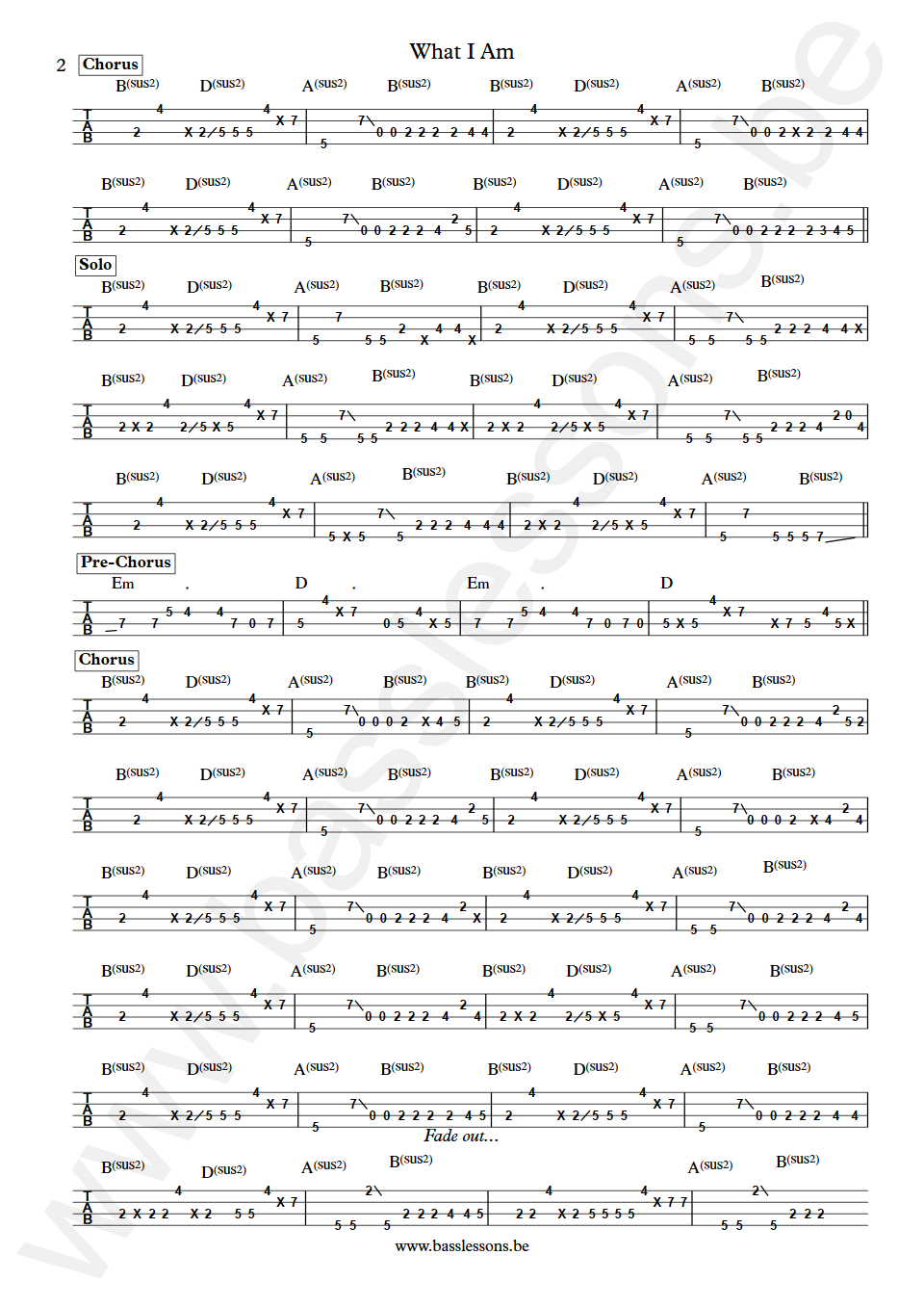 Edie Brickell & New Bohemians What I Am Brad Houser Bass Tab part 2