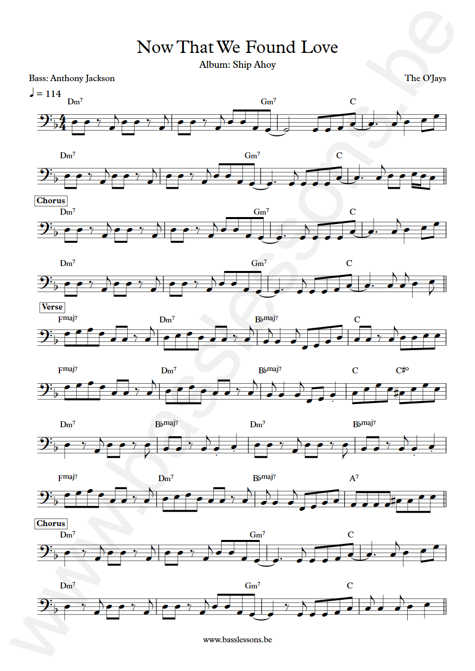 The O'Jays Now That We Found Love Anthony Jackson Bass Transcription