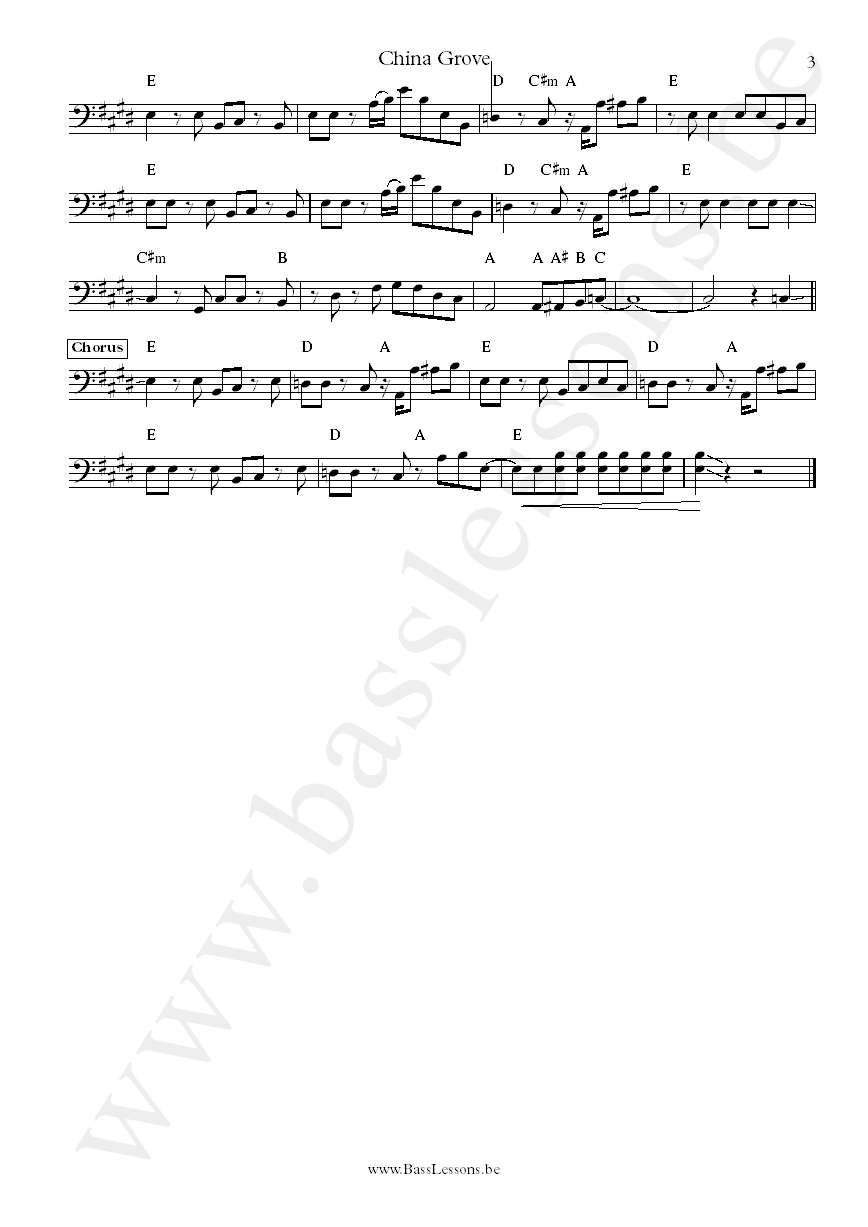 Doobie Brothers China Grove Tiran Porter bass transcription part 3