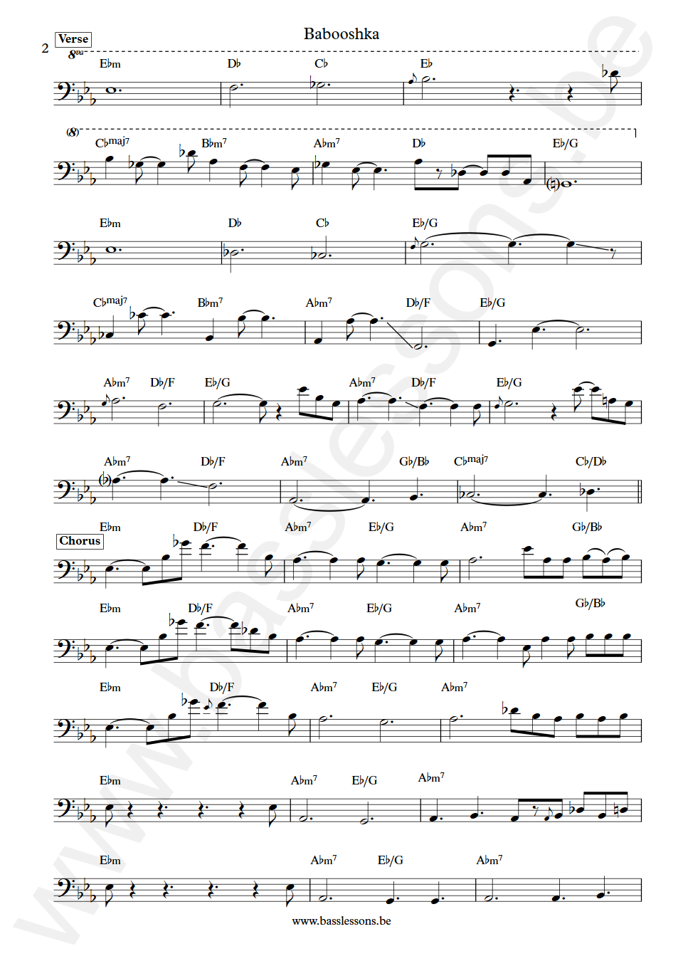 Kate Bush Babooshka John Giblin Bass Transcription part 2