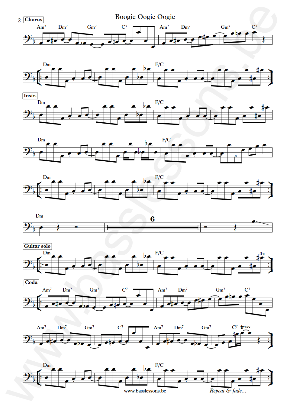 Taste of Honey Boogie Oogie Oogie Janice-Marie Johnson Bass Transcription part 2