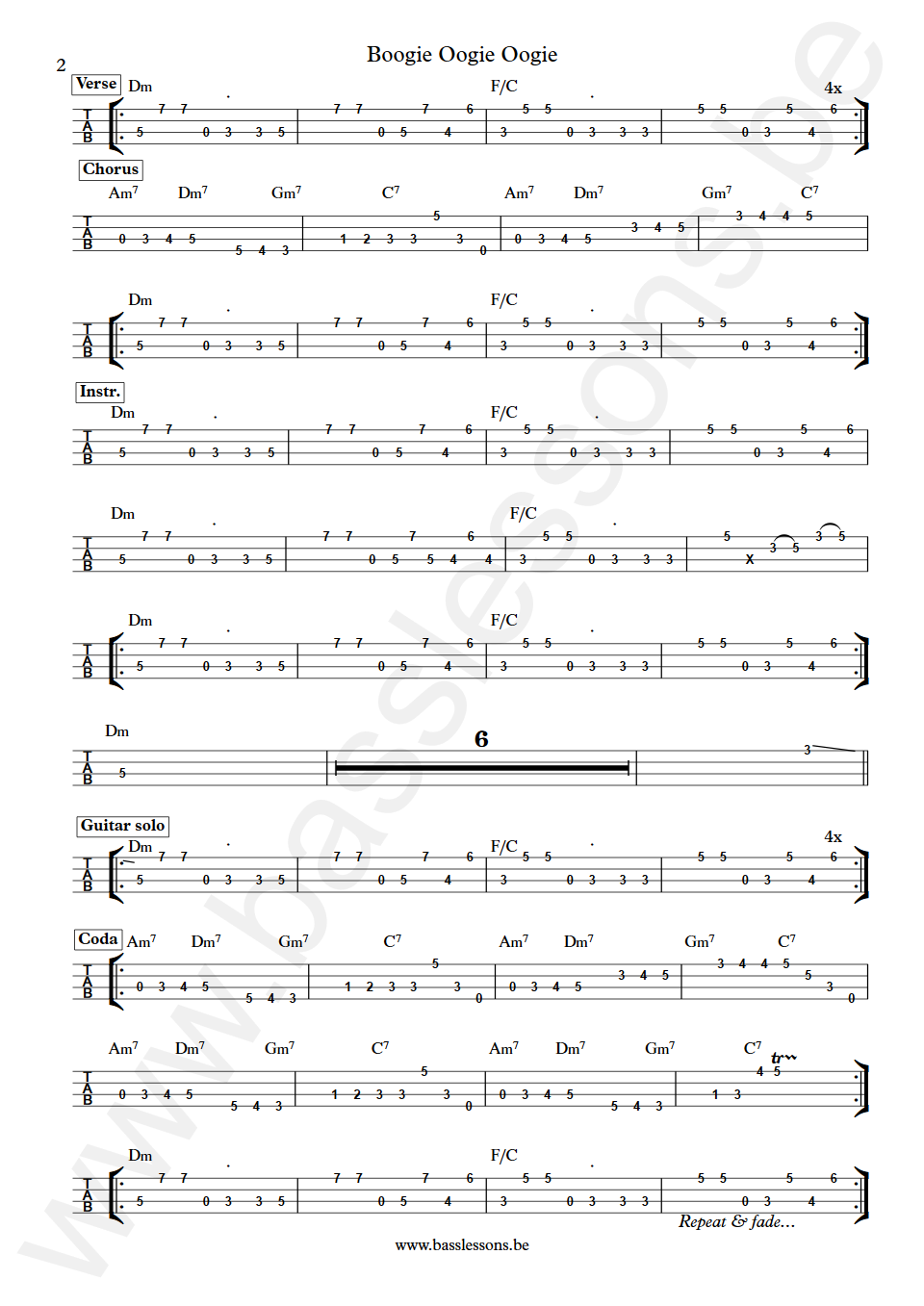 Taste of Honey Boogie Oogie Oogie Janice-Marie Johnson Bass Tab part 2