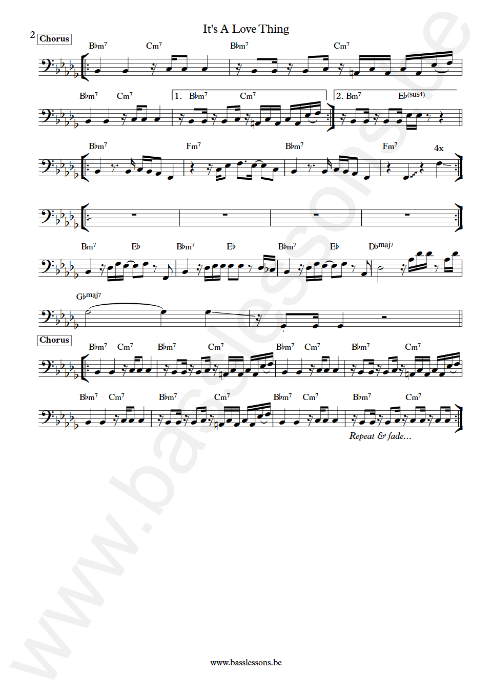 The Whispers It's A Love Thing Leon Sylvers III  Bass Transcription part 2