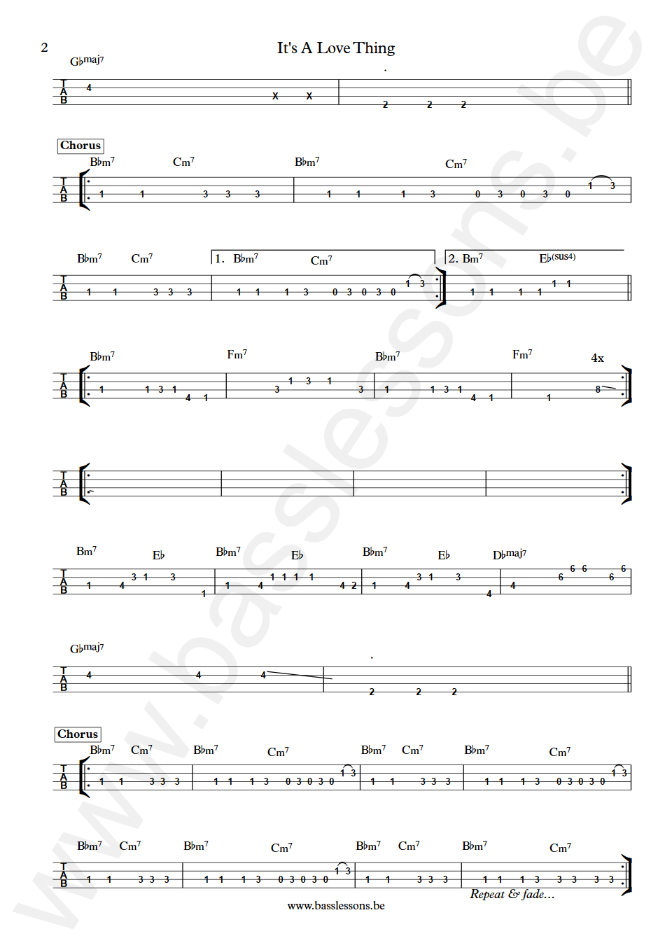 The Whispers It's A Love Thing Leon Sylvers III  Bass Tab part 2