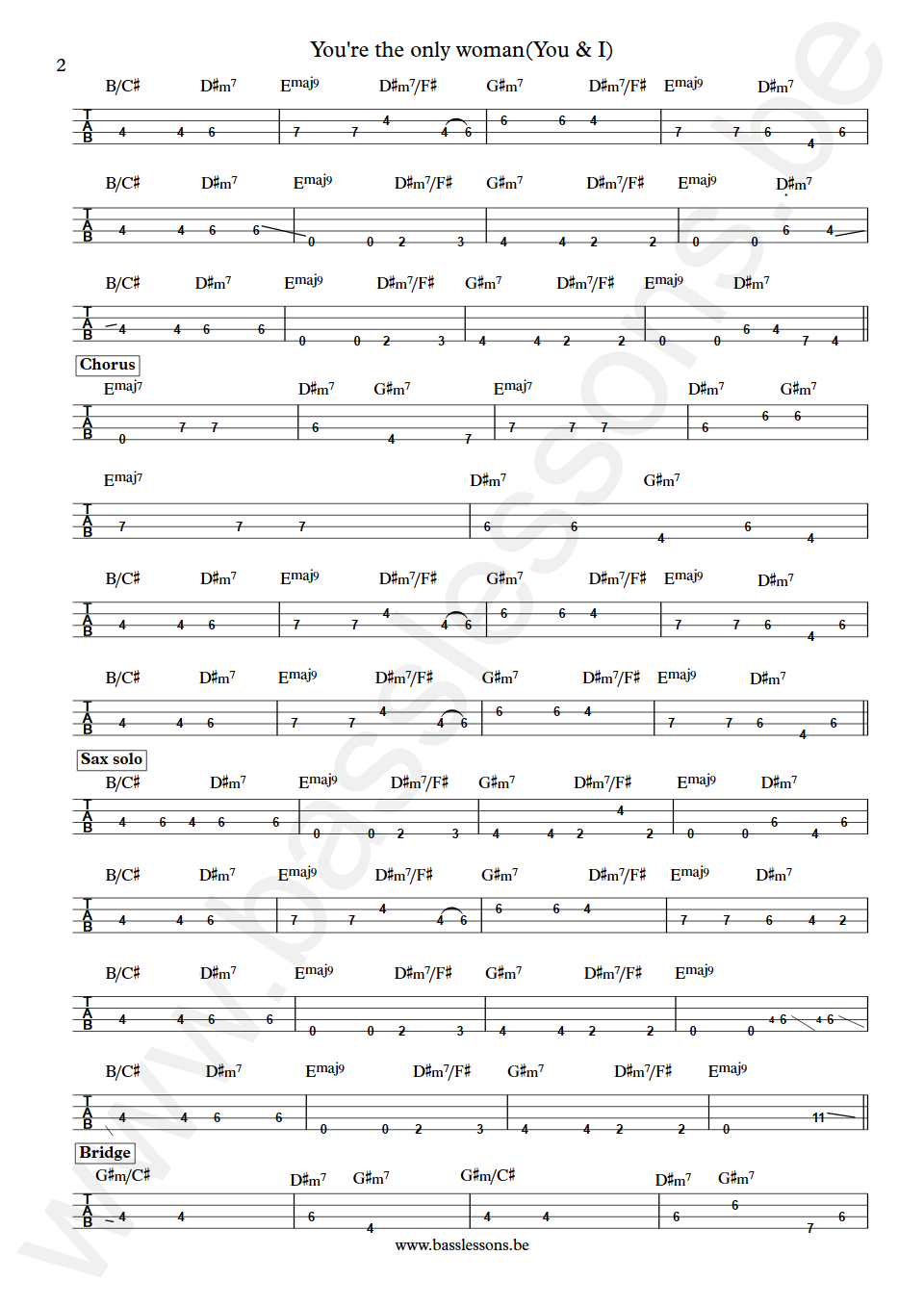 Ambrosia You're the only woman Joe Puerta Bass Tab part 2