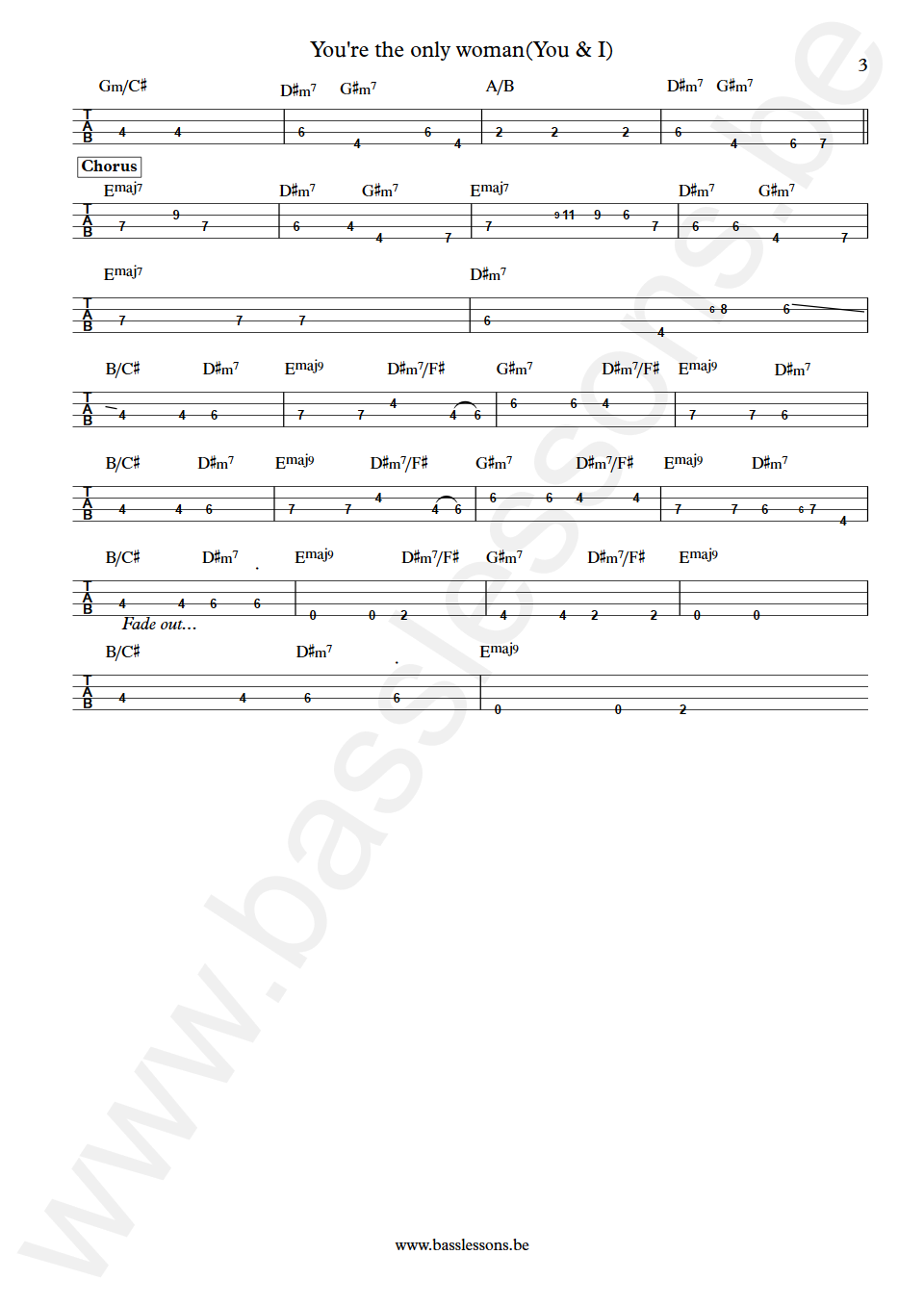 Ambrosia You're the only woman Joe Puerta Bass Tab part 3