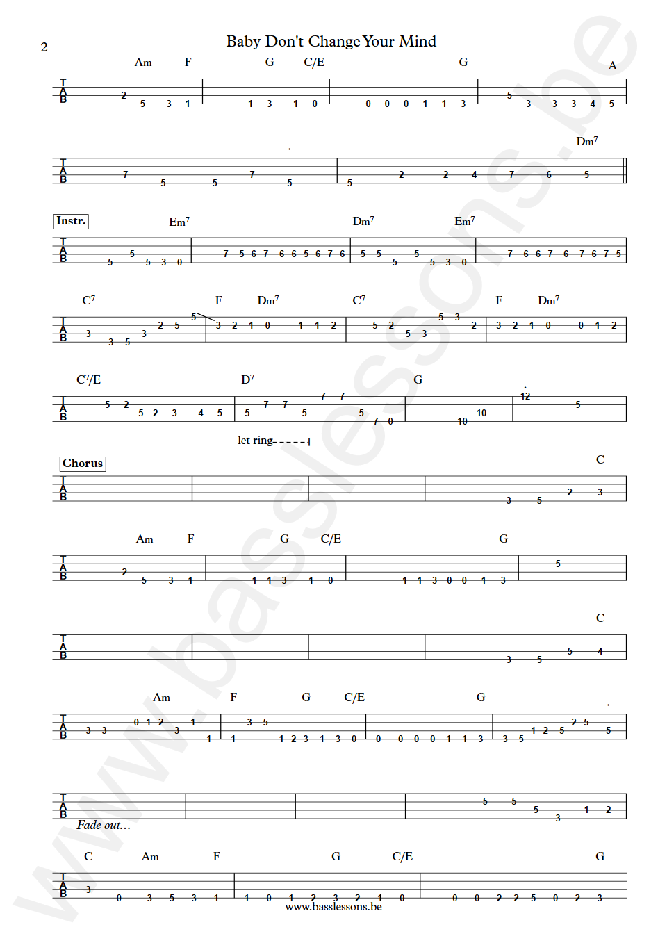 Gladys Knight & The Pips Baby Don't Change Your Mind Ronnie Baker Bass Tab part 2