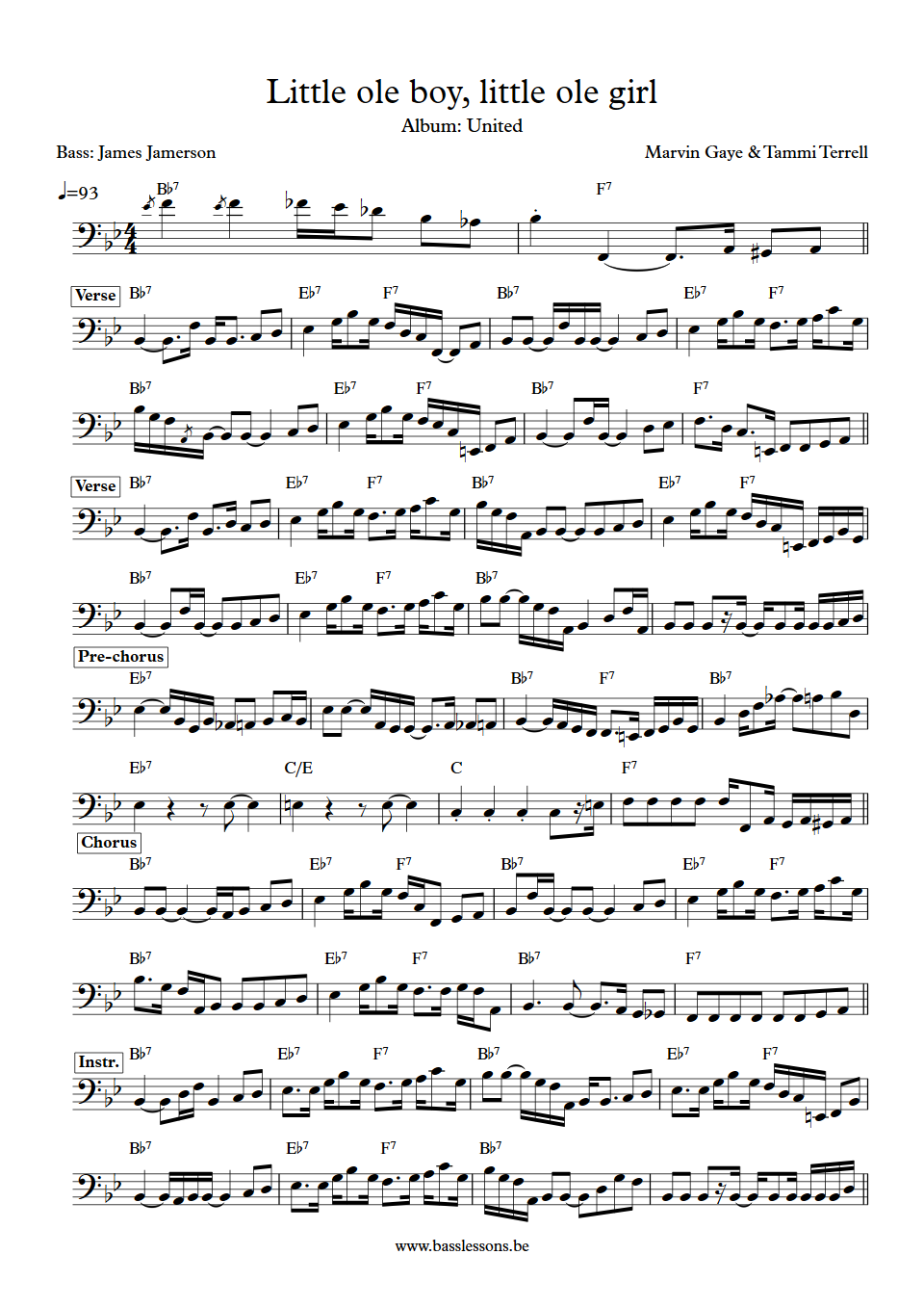 Marvin Gaye and Tammi Terrell Little ole boy, little ole girl James Jamerson Bass Transcription