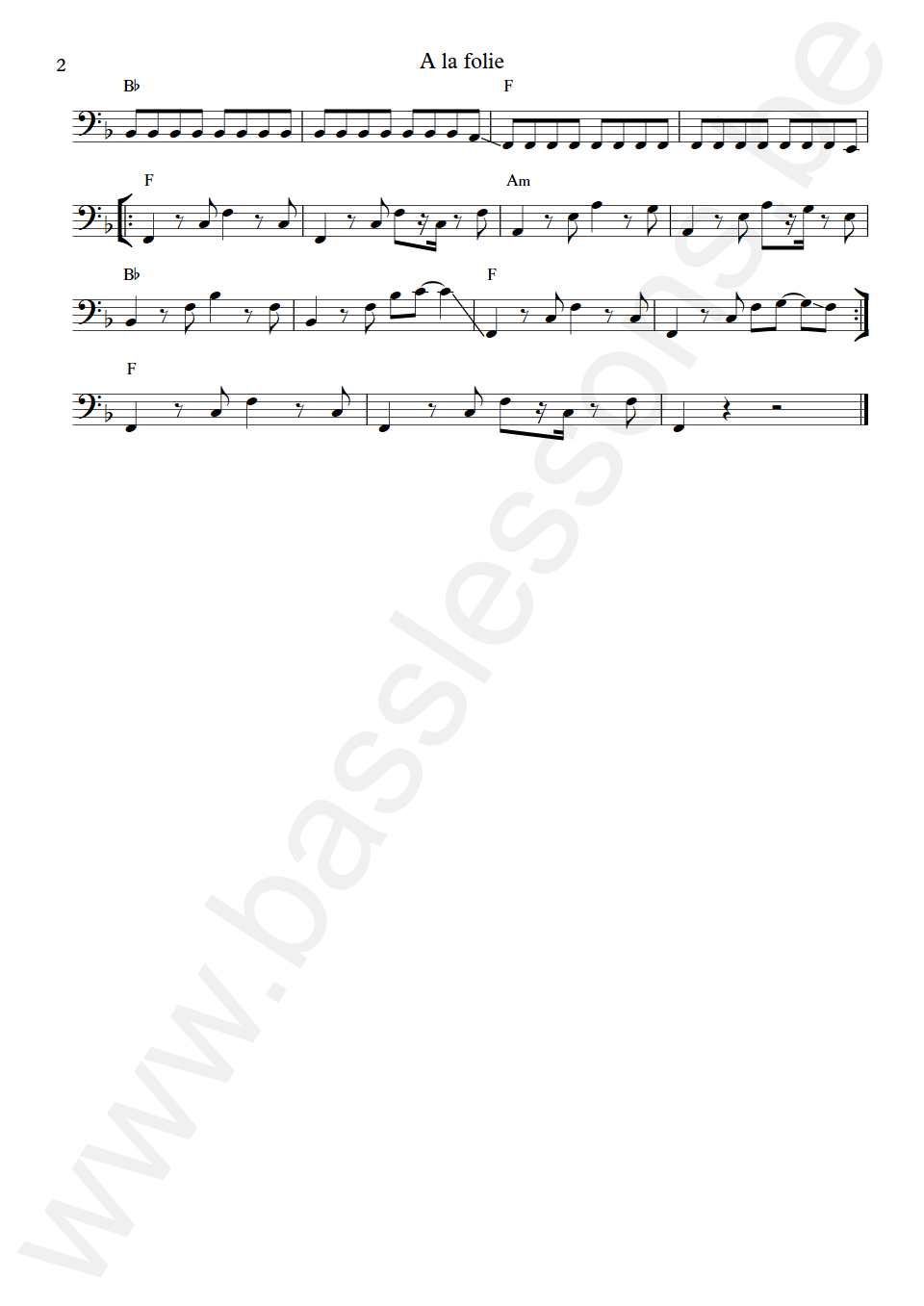 Juliette Armanet A la folie Bass Transcription part 2