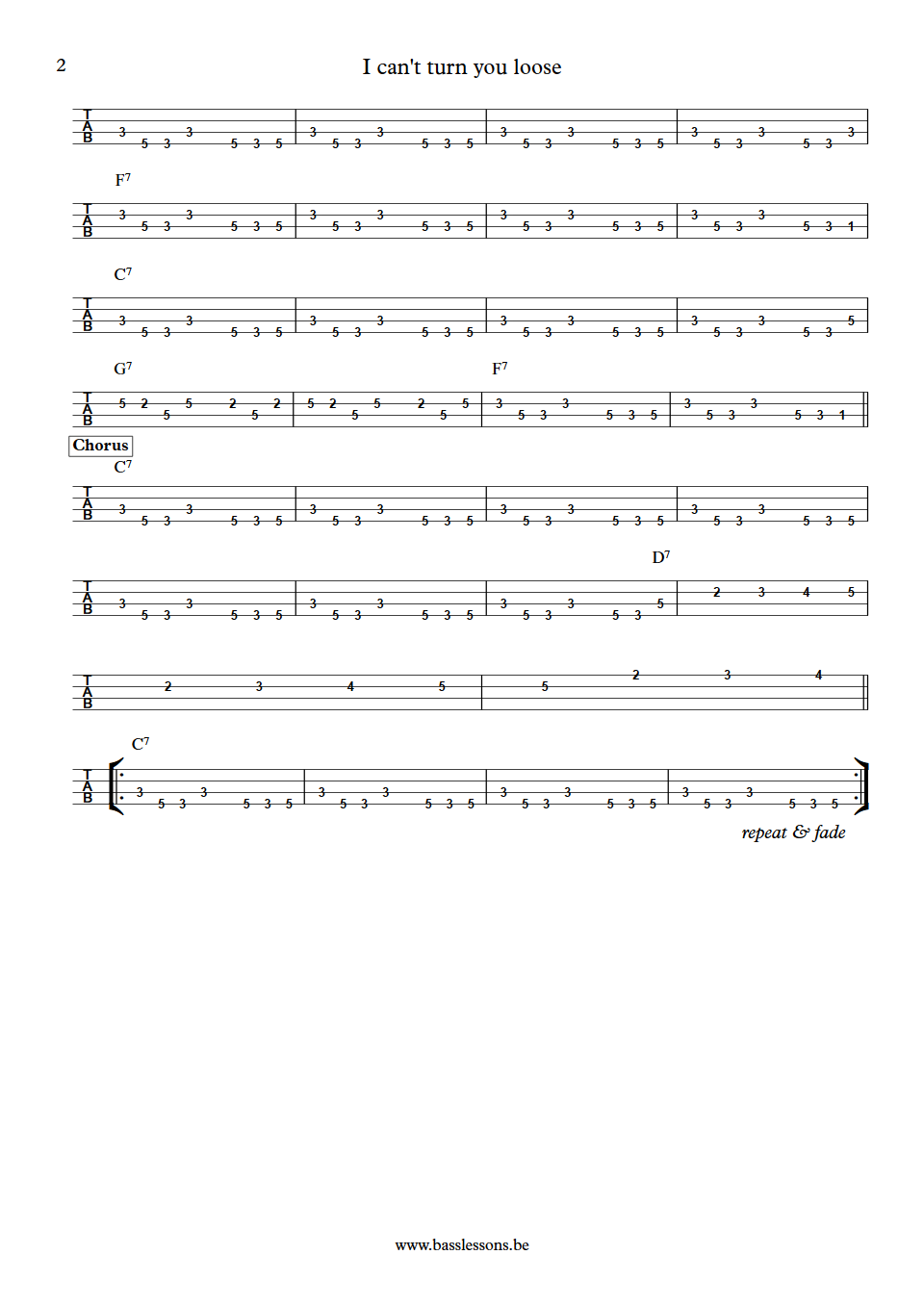 Otis Redding - I cant turn you loose donald duck dunn bass tab part 2