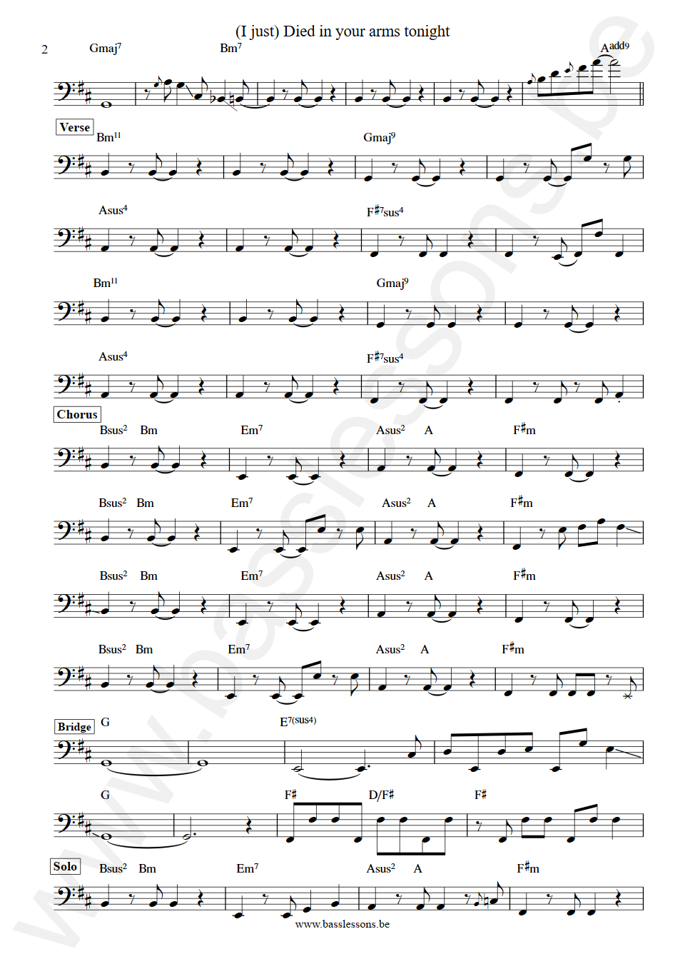 Cutting Crew Died in your arms tonight Colin Farley Bass Transcription part 2